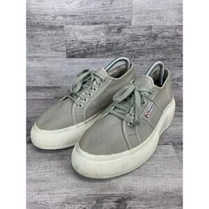 Superga Womens Gray Platform Sneakers Size 8 Canvas & Rubber Sole